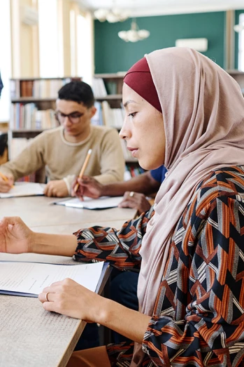 Female immigrant filing papers